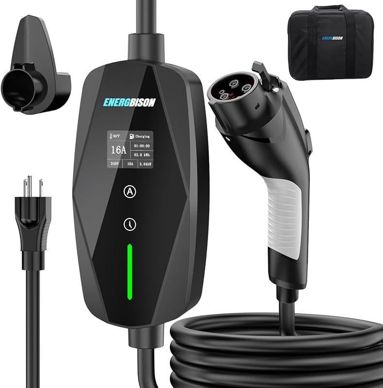 Level 1&2 EV Charger for Home: Adjustable 16A Current, 110V-240V, 25FT