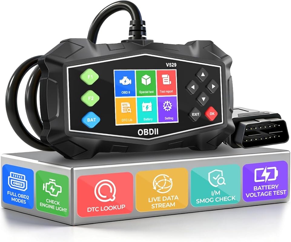 V529 OBDII Diagnostic Tool with Engine Code Reading, Battery Testing, 