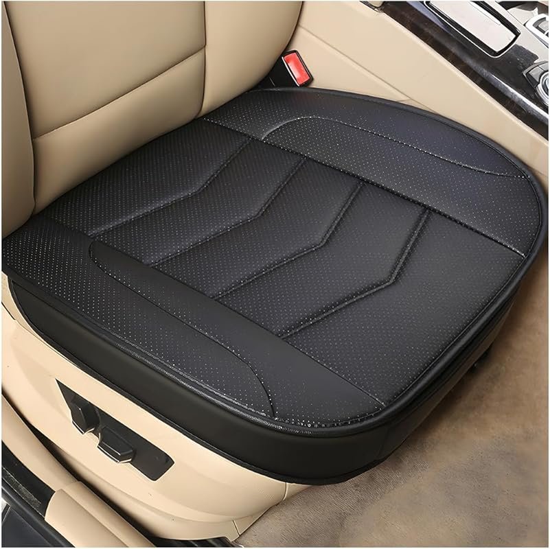 Black Leather Breathable Front Bottom Seat Cover with Storage Pocket, 
