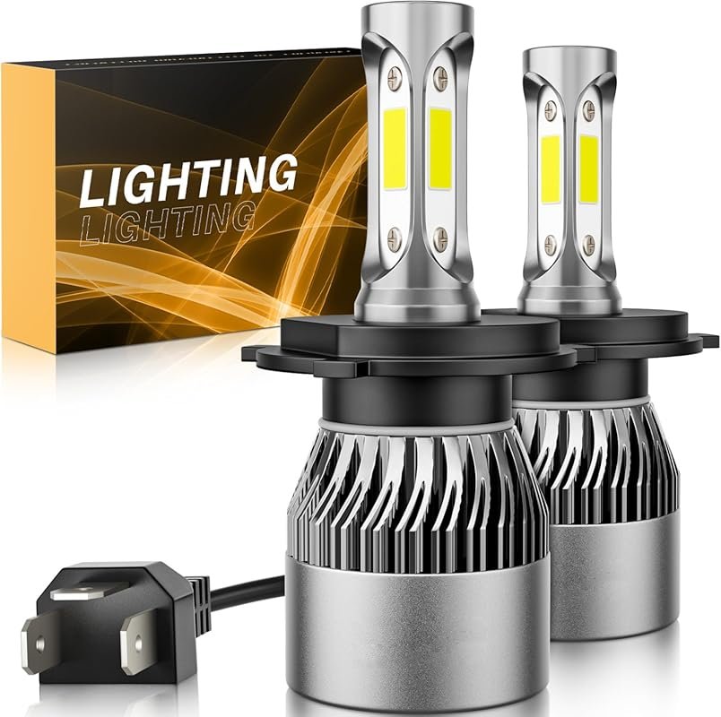 H4/9003/HB2 LED bulbs, 6500K cool white, 60,000LM, 900% brighter, plug