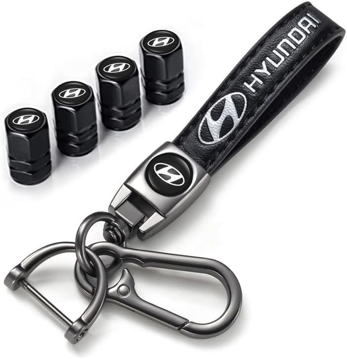 5pcs Car Key Chain whth tire Valve Stem Caps for Hyundai Elantra Sonat