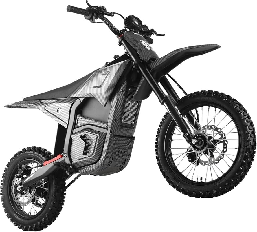 EM5 Electric Dirt Bike with Light, 3400W Motor, 40 MPH Speed, and 53-M