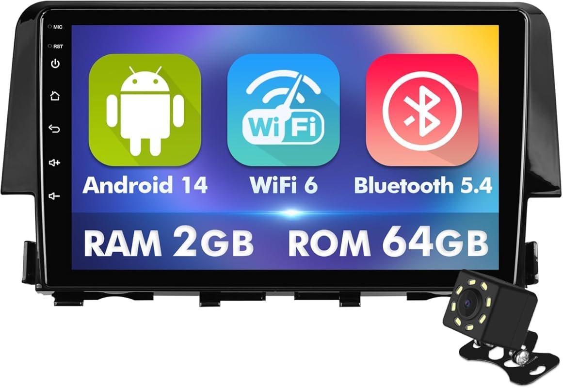 9-inch Android 14 car stereo for Honda Civic 2016-2020 with wireless C