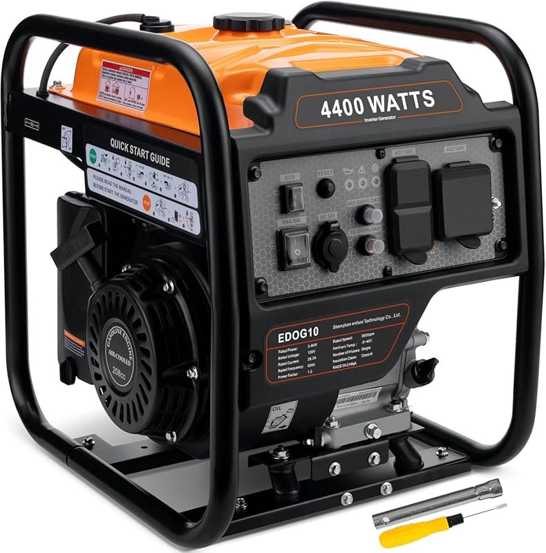 4400-Watt Gas Powered Inverter Generator with Open Frame RV Ready 30A