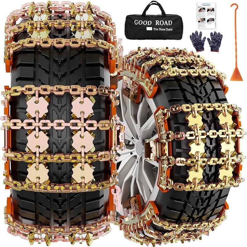 Adjustable Snow Chains for Cars, SUVs, and Pickup Trucks, Universal An