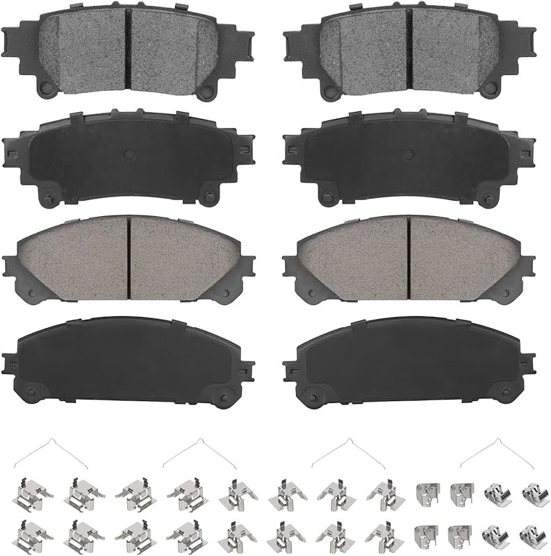 Front & Rear Ceramic Brake Pads with Hardware for Toyota Sienna 2011-2020