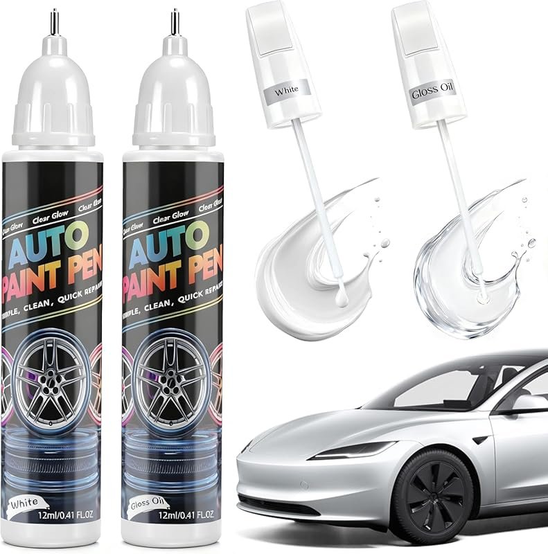 White Touch Up Paint for Tesla Models Y, 3, X, S with Exact Color Matc