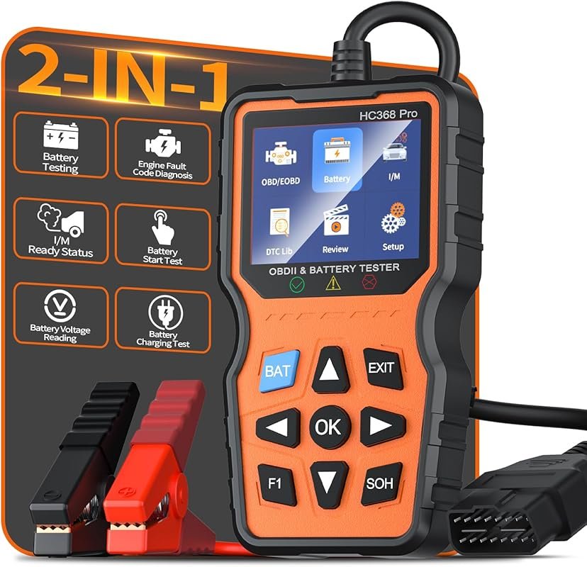 OBD2 Scanner and Battery Tester Plug-and-Play Check Engine Code Reader