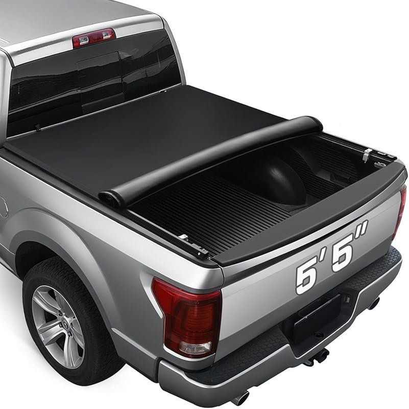 RHOBRA Soft Roll-Up Vinyl Tonneau Cover for Ford F-150 Models with a 5