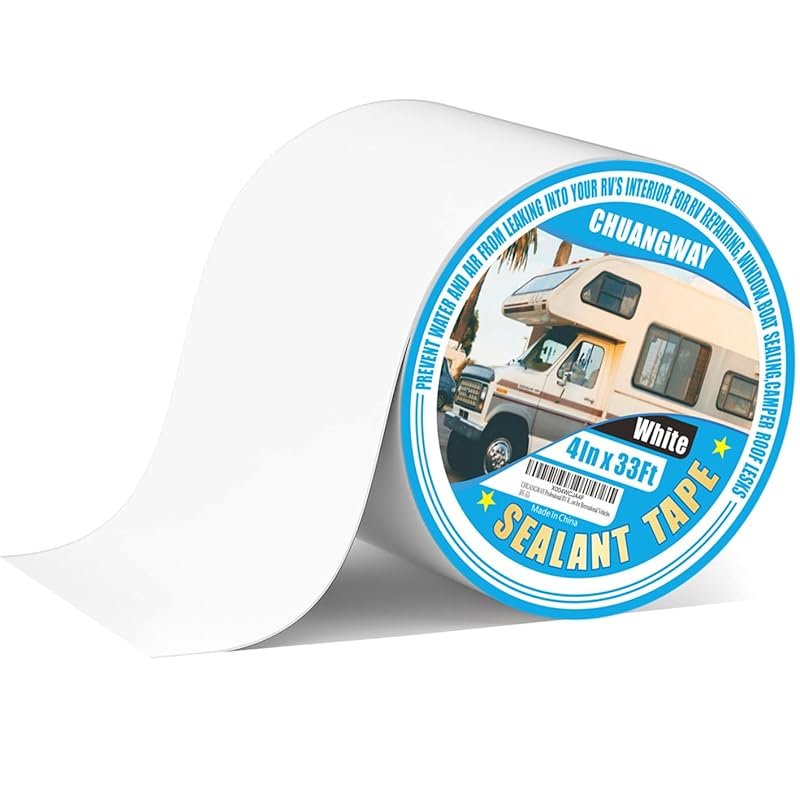 White 4-Inch x 33-Foot Butyl Sealant Tape for RV Roofs, Trailers, and 