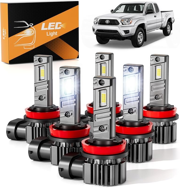 Upgraded 6500K white LED bulbs for 2016–2023 Toyota Tacoma fog and dua
