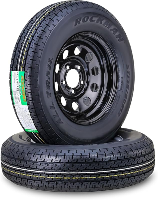 ROCKMAN Trailer Tire Wheel Assembly ST175/80R13 6-Ply C 91M 5 Lug on 4