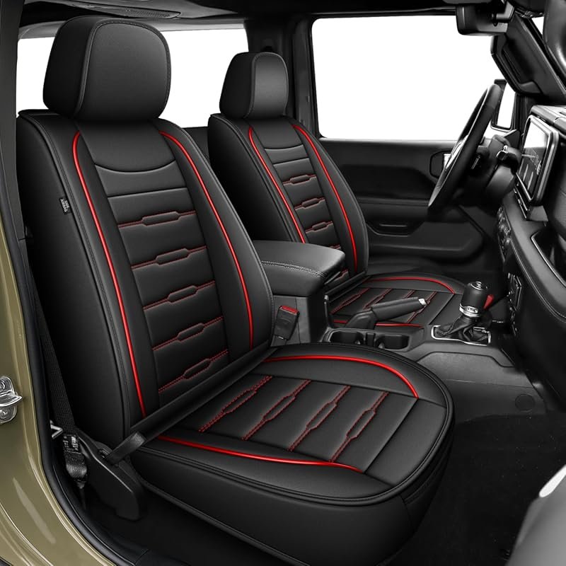 AOMSAZTO Custom Fit Faux Leather Seat Covers for Jeep Wrangler JL 4-Do