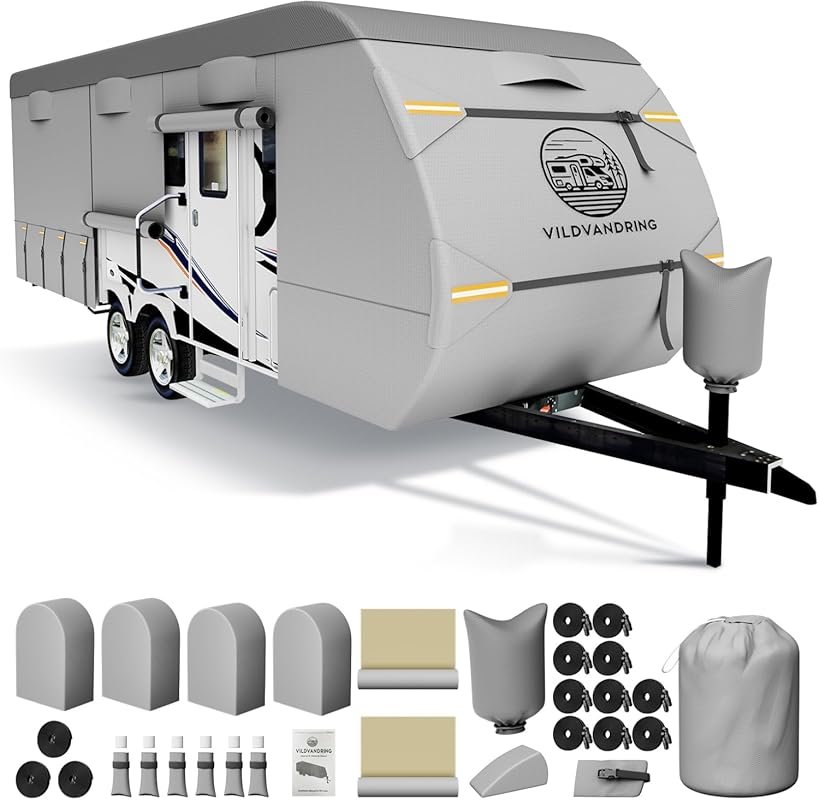 24-27 Foot Heavy Duty RV Cover with 8 Layers, Waterproof Rip-Stop and 