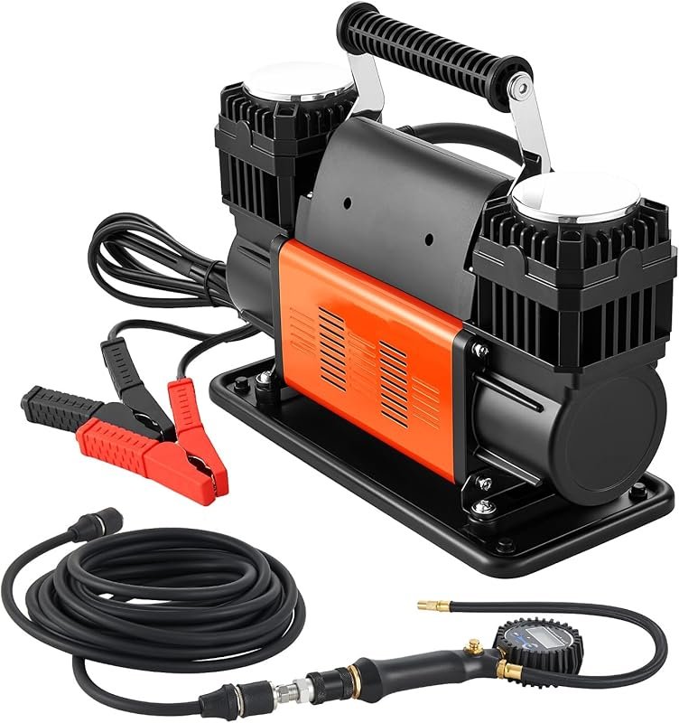 VEVOR 12V Dual-Cylinder Heavy Duty Air Compressor with 150 PSI and Dig