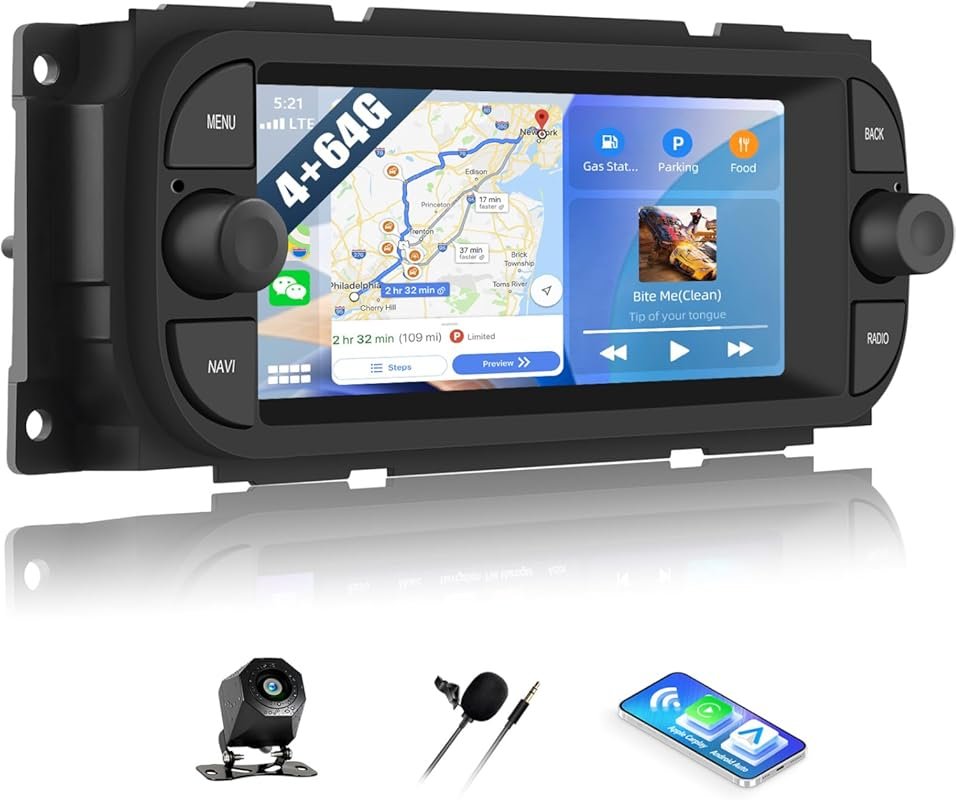 Android 15 Car Stereo for Jeep Wrangler with 4GB RAM, 64GB Storage, 6.