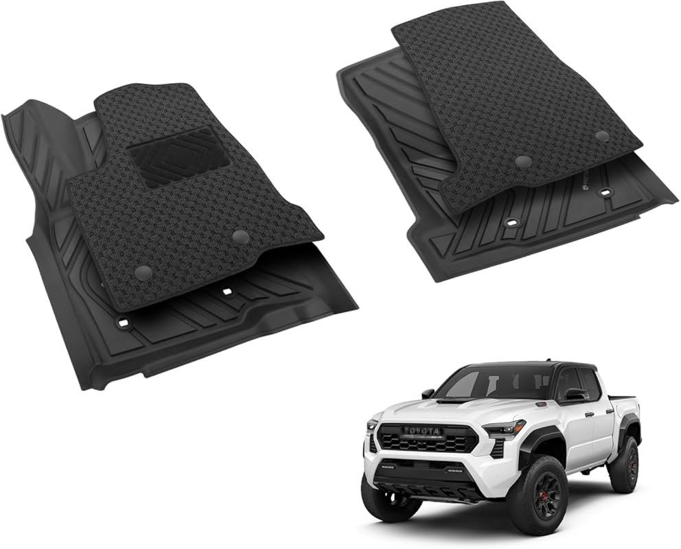 Double Layer TPE Floor Mats for Toyota Tacoma 2024-2026, All-Weather C