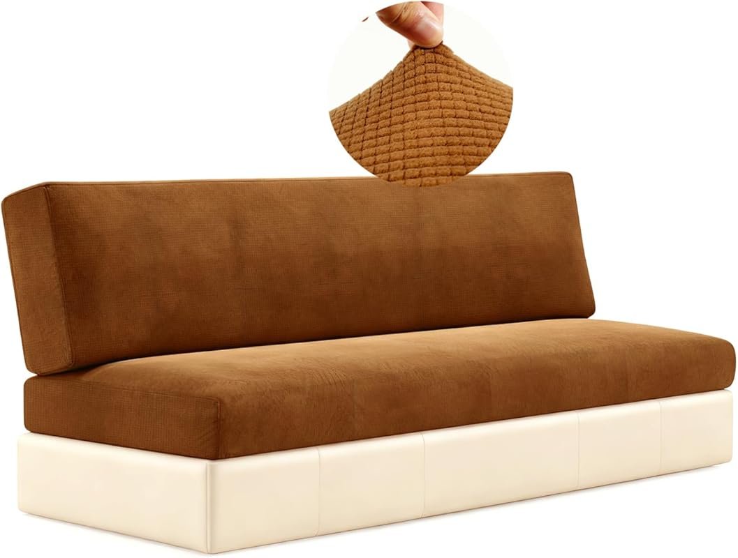 Washable Armless RV Jackknife Sofa Cover: 2-Piece Stretch Slipcover wi