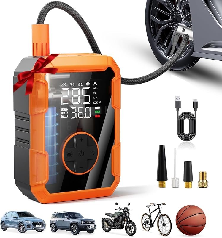Portable Air Pump for Car Tires, 150 PSI Tire Inflator Cordless with L