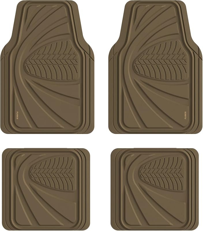 Universal waterproof rubber floor mats in brown for cars, SUVs, vans,