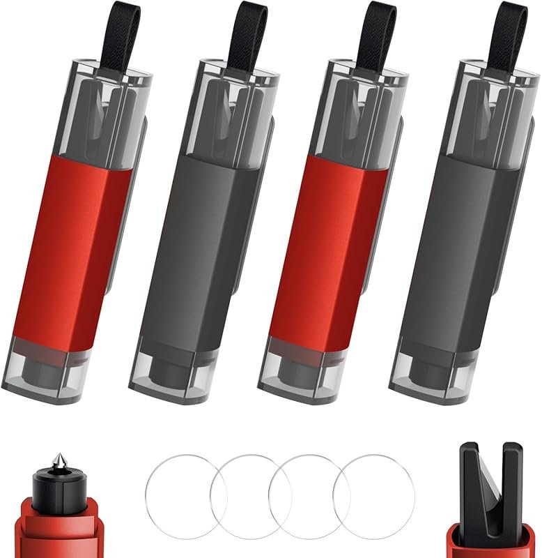 Spring-Loaded Safety Hammer with Window Breaker and Seatbelt Cutter fo