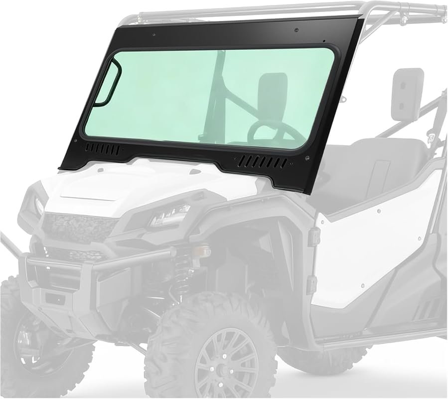ECOTRIC Full Glass Windshield for Honda Pioneer 1000 with Vented Holes