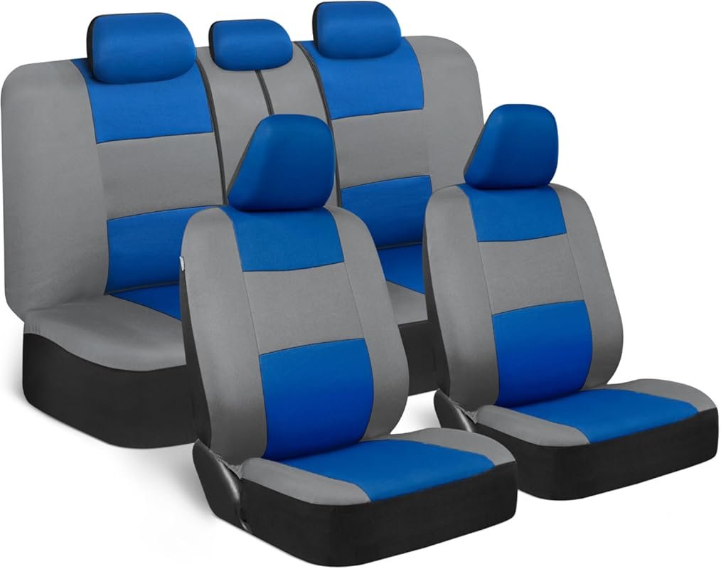 BDK PolyPro Car Seat Covers Full Set in Blue & Gray, Easy Install