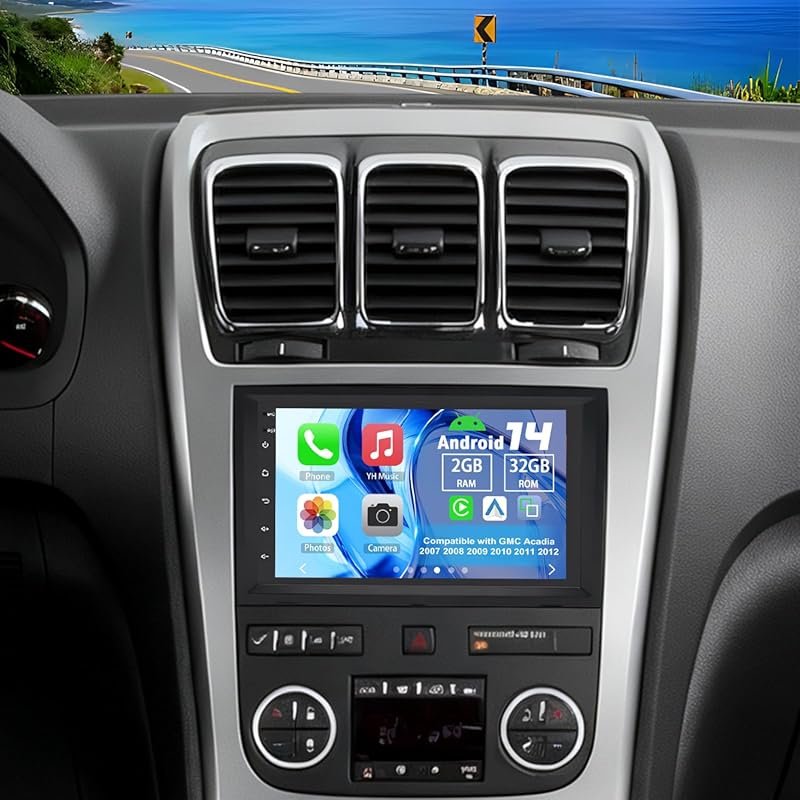 7-inch Android Double Din Car Stereo with Wireless CarPlay for GMC Aca