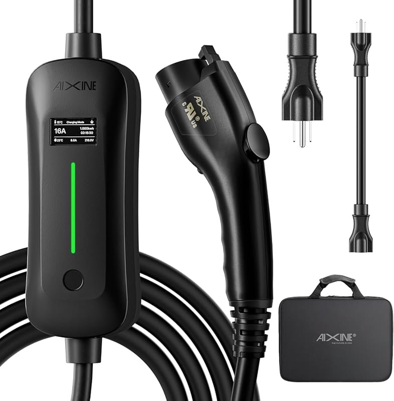 Level 1 and 2 J1772 EV Charger with 25-Foot Cable and Dual Voltage Sup