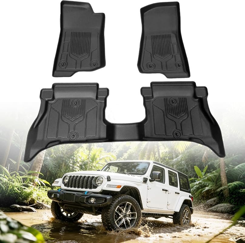 All-weather heavy-duty TPE floor mats and cargo liner for Jeep Wrangle