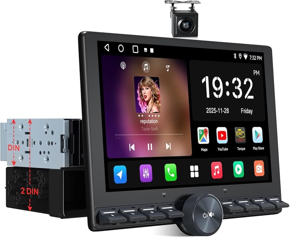 A5L FlexView 10.1 Inch Floating Car Stereo with Wireless CarPlay, Andr