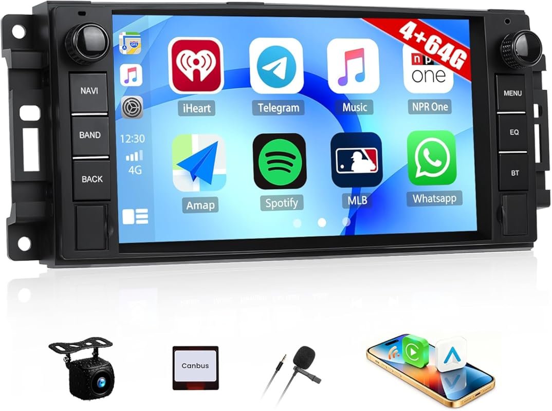 Android 15 Car Stereo for Jeep Wrangler JK with Wireless CarPlay, Andr