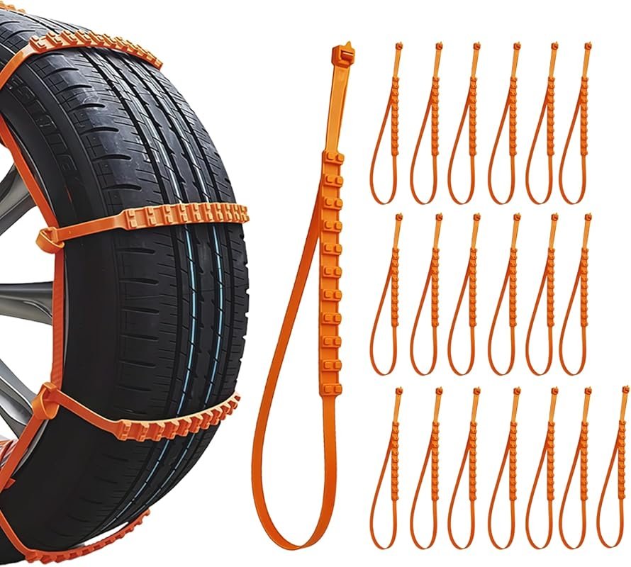 20PCS Anti-Slip Snow Tire Chains, Reusable Zip Tie Snow Chains for Car