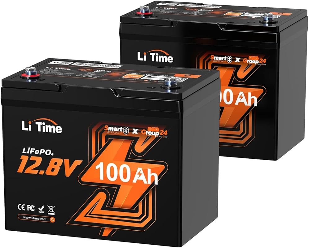 LiTime 12V 100Ah Group 24 LiFePO4 Trolling Motor Battery with Bluetoot