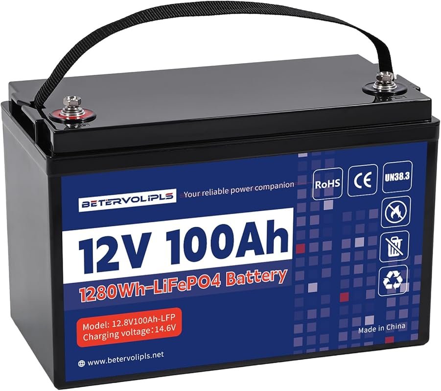 12V 100Ah Lithium Battery with 100A BMS and 5000+ Cycles for RV and So