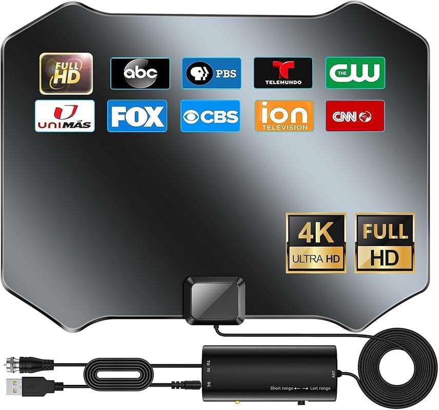 Lightweight camping TV antenna with amplifier and 18ft coaxial cable f