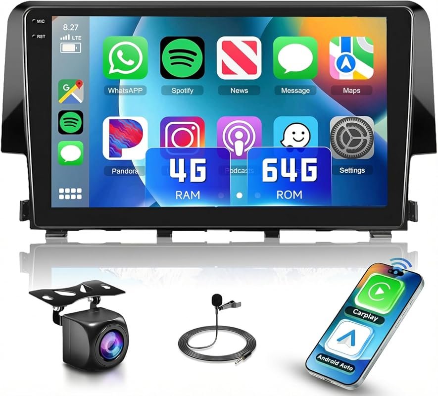9-inch Android 15 car stereo for Honda Civic 2016-2020 with wireless C