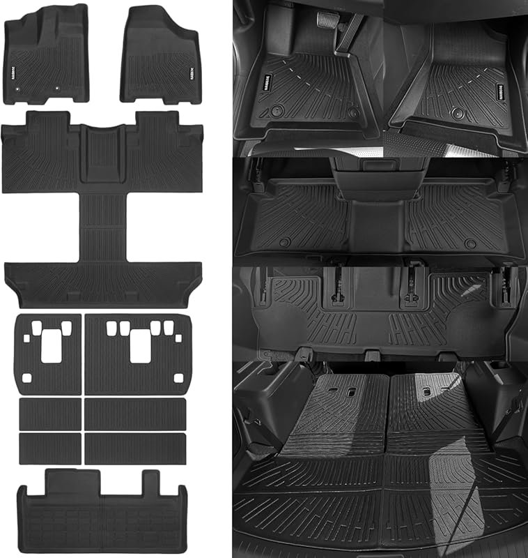Naibeve All-Weather Floor Mats for Toyota Sienna 2011–2012 (7-Seat) wi