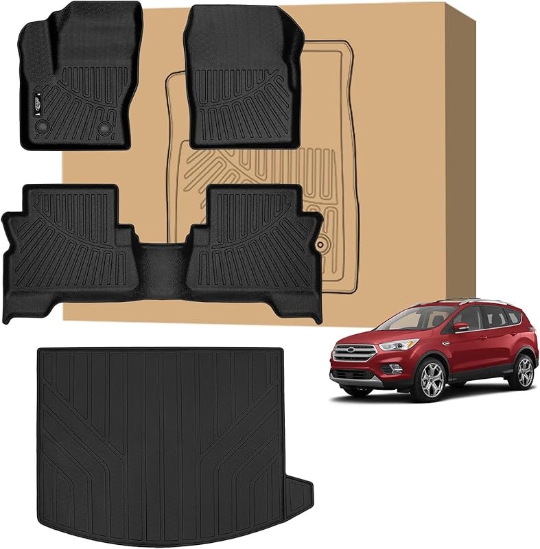 TPE all-weather floor liners for 2014 Ford Escape with cargo mat and t