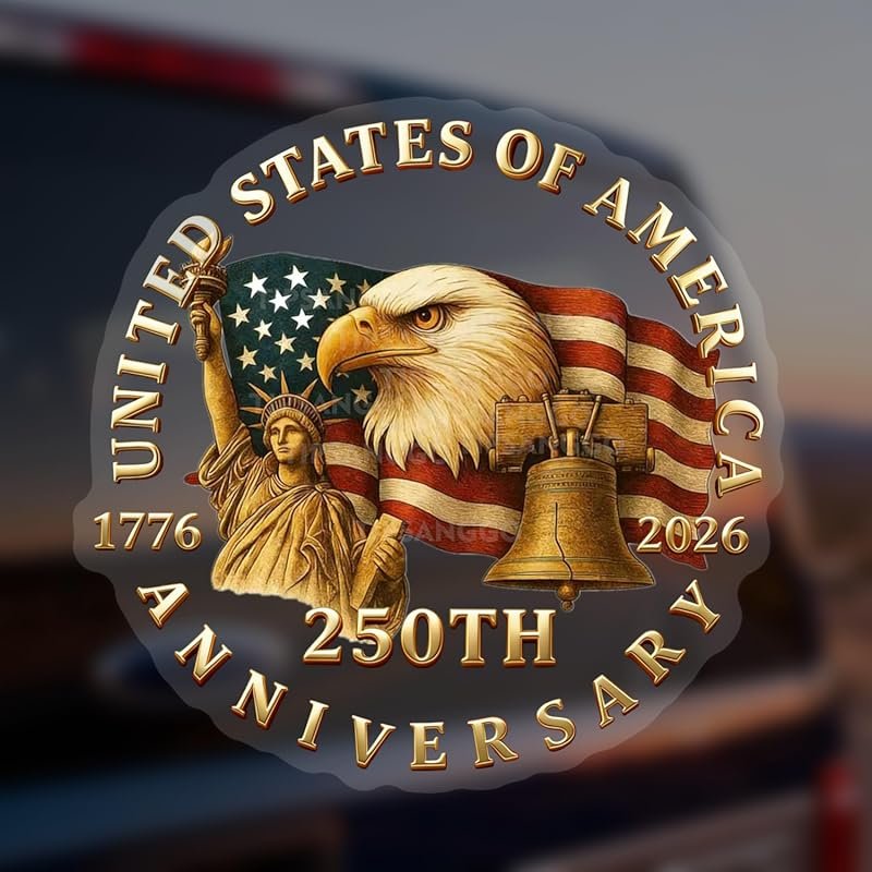 America 250th Anniversary Vinyl Decal with Patriot Eagle and Statue of