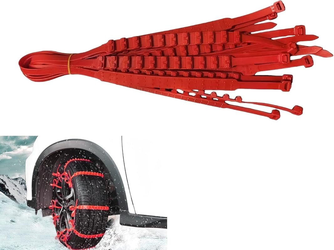 10-Pack Adjustable Snow Chains for Cars, SUVs, and Off-Road Vehicles –