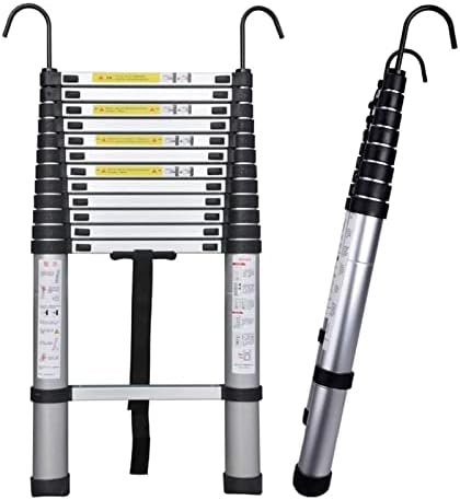 Telescoping Aluminum Ladder with Detachable Hook, 8.8FT Extension Ladd