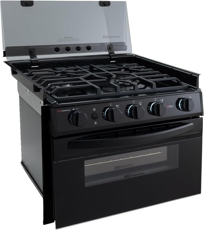 RecPro RV Suburban Propane Range with Oven, Air Fryer, and 9000 BTU Bu
