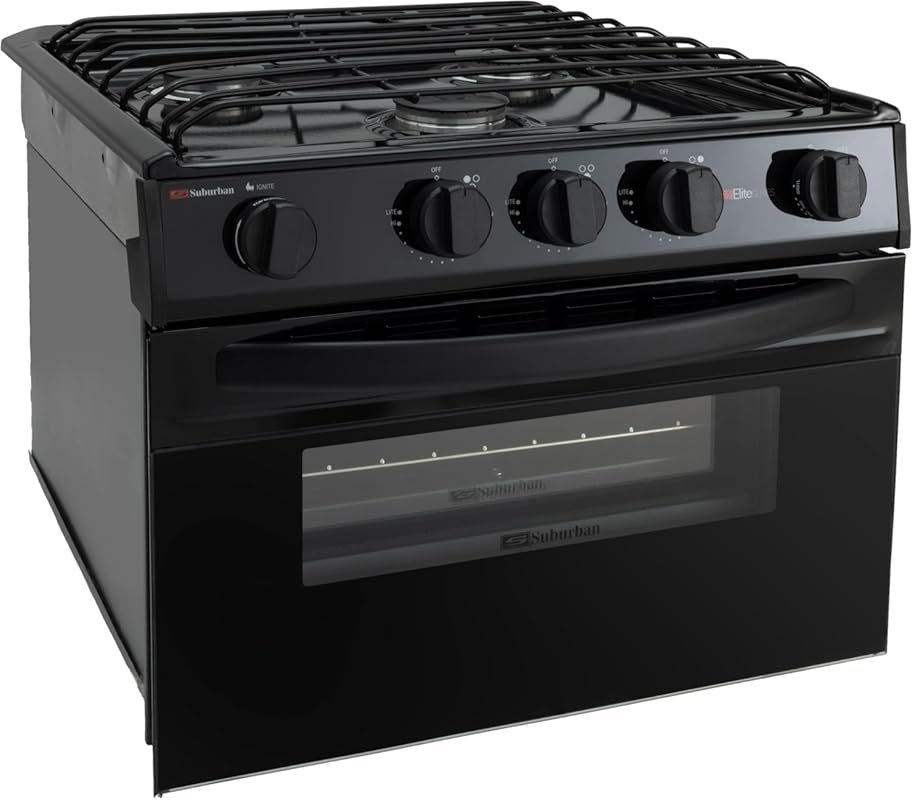 RecPro Suburban RV 17-Inch Propane Range with Gas Oven and Three Burne