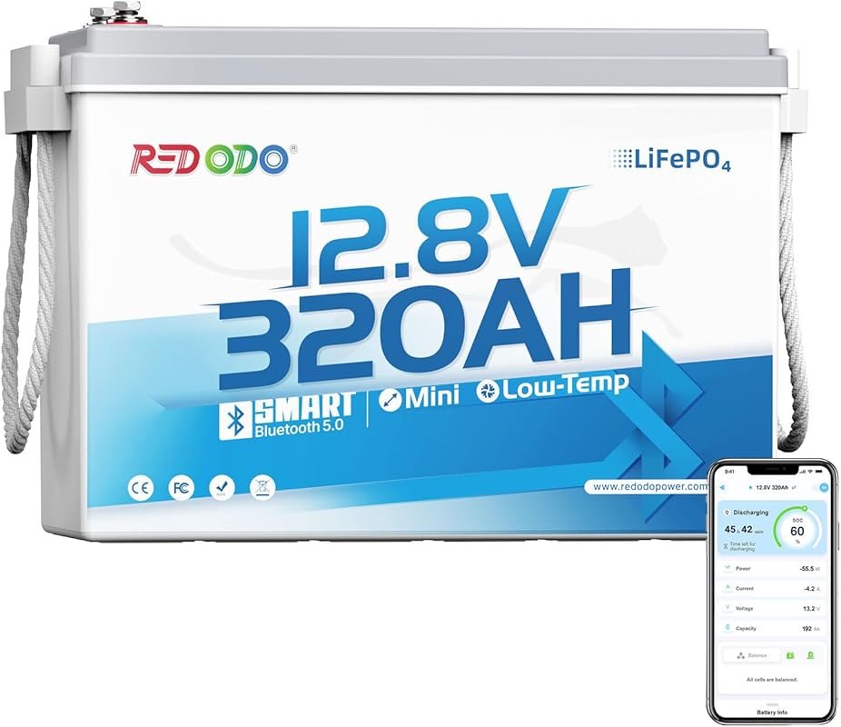 Redodo 12.8V 320Ah Mini LiFePO4 Battery with Bluetooth and IP65 for RV
