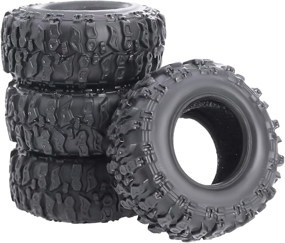 Soft Rubber Tires with Sponge Insert for Axial SCX30 RC Crawler, Compa