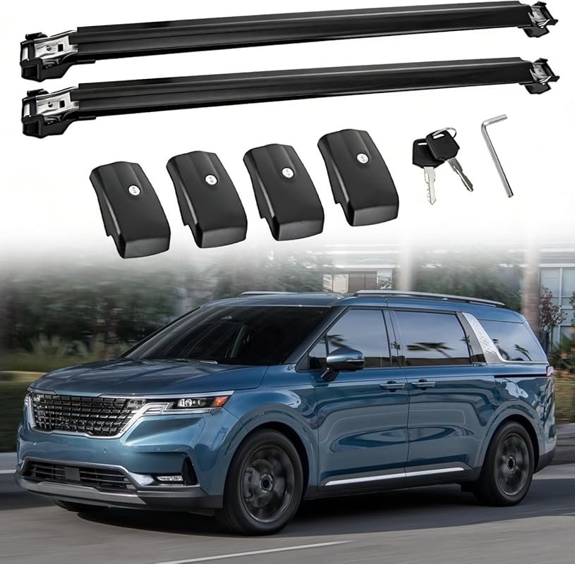 Kia Carnival 2021-2026 Lockable Aluminum Roof Rail Cross Bars, 2-Piece