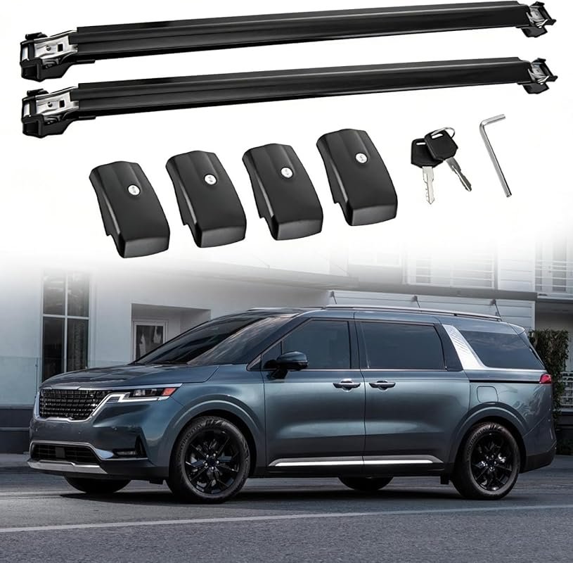 Kia Carnival 2021-2026 Lockable Aluminum Roof Rail Cross Bars, 2-Piece