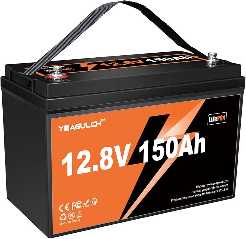 12V 150Ah LiFePO4 Lithium Battery with 15000+ Cycles and BMS for RV Dr