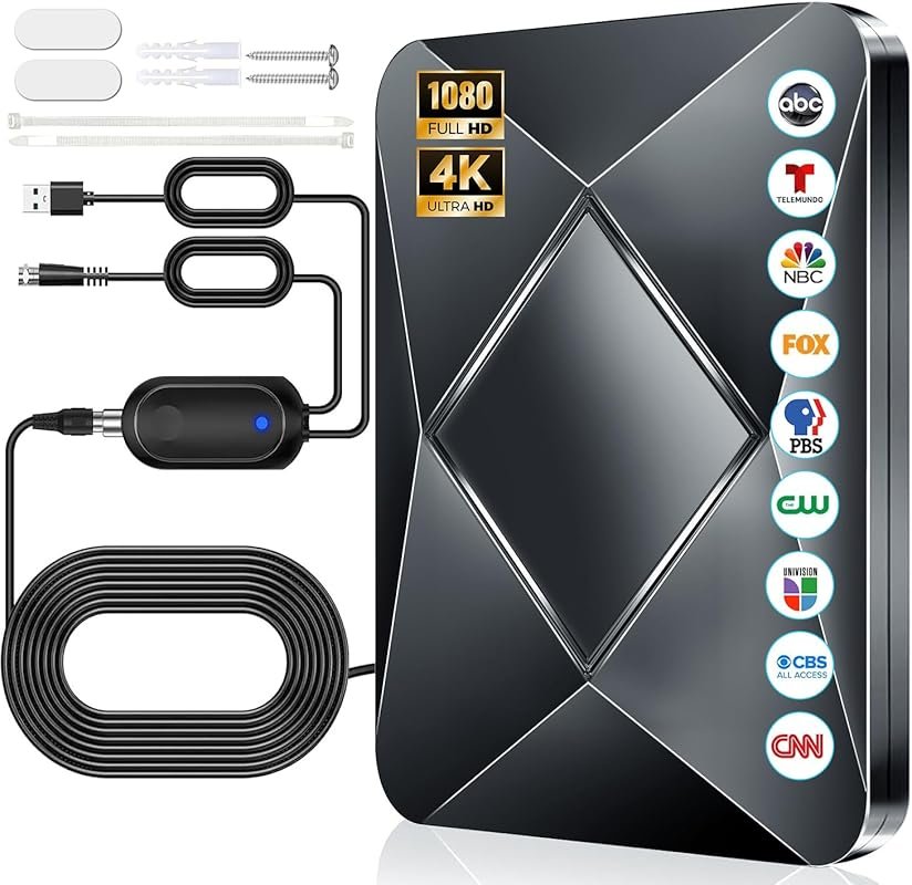 Indoor Digital TV Antenna with Booster 38ft Cable for RV Local Channel